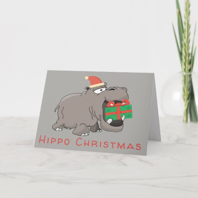 Hippo-Grönten i julklapp Helgkort (Framsida)