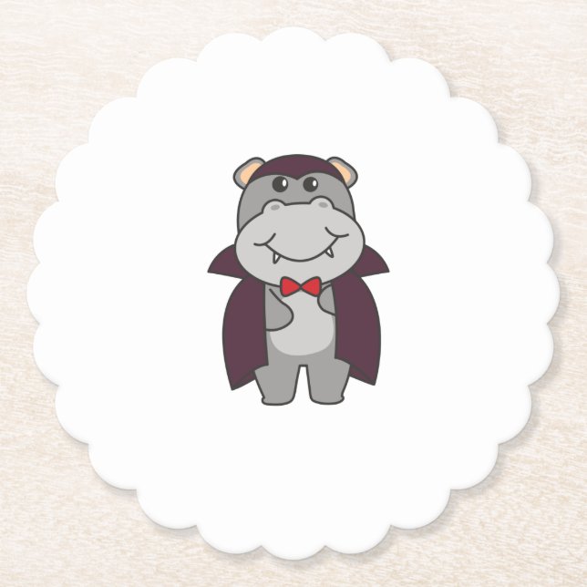 Hippo Halloween Cute Devil Vampire Costume Underlägg Papper (Framsida)