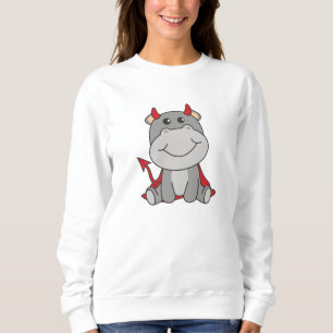 Hippo Halloween Cute Djävulen Witch Costume T Shirt