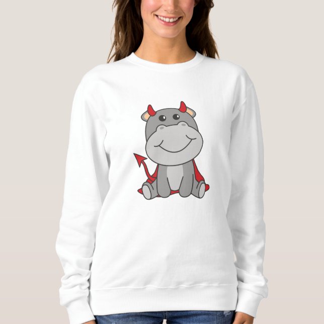 Hippo Halloween Cute Djävulen Witch Costume T Shirt (Framsida)