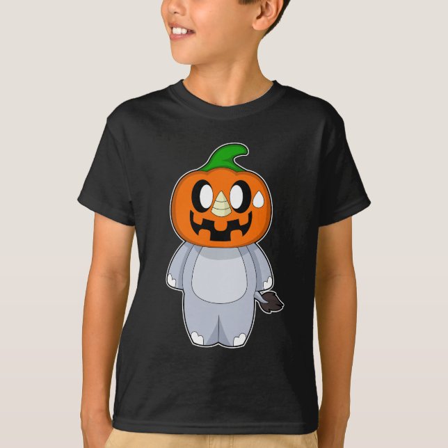 Hippo Halloween Pumpkin T Shirt (Framsida)