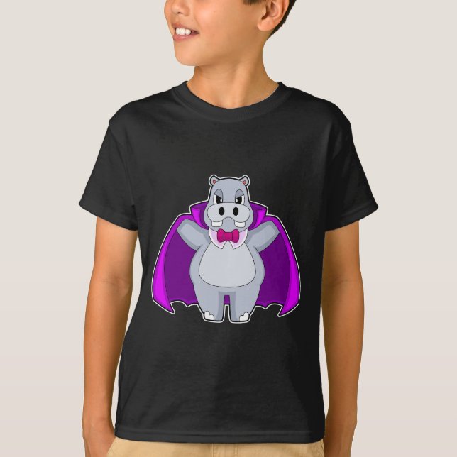 Hippo Halloween Vampire T Shirt (Framsida)
