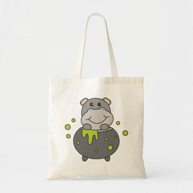 Hippo Happy halloween Cauldron Fladdermus Tote Bag Tygkasse (Framsidan)