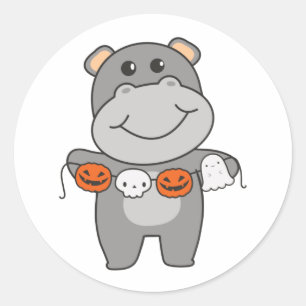 Hippo Happy halloween Pumpkin Fladdermus Costume C Runt Klistermärke
