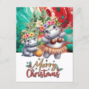 Hippo Hawaii jul Hälsning Helg Vykort