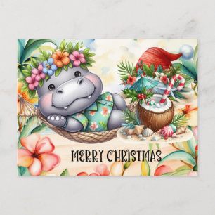 Hippo Hawaii jul Hälsning Helg Vykort