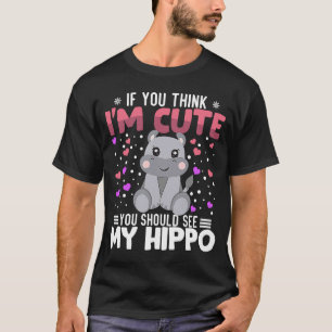 Hippo Heart Valentines Dag Animal for Women Kids T Shirt