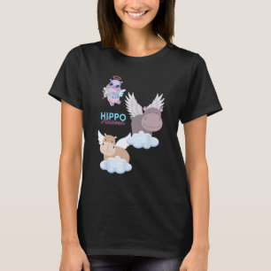 Hippo Heaven Cute Hippos på Clouds Halos Djur K T Shirt
