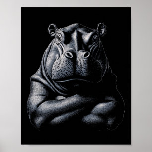 Hippo Hippopotamus Animal Muscle Bodybuilding Gym Poster