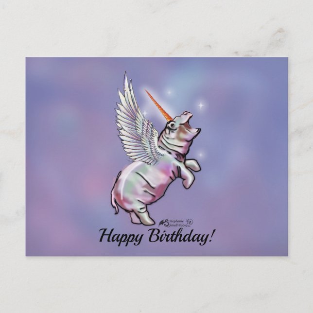 Hippo Hippos Hippopotamus House Blating Birthday Vykort (Framsida)