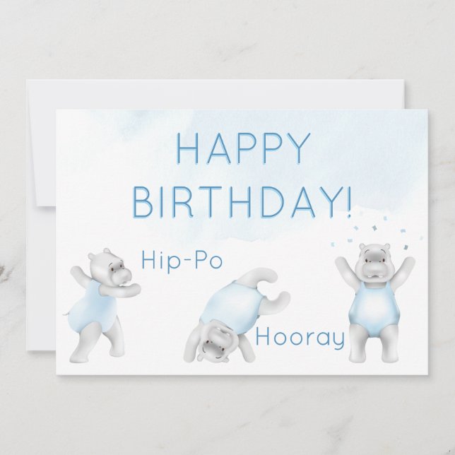 Hippo Hooray Somersault Birthday Kort (Framsida)