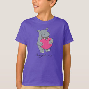 Hippo Hugs Valentine Day Barn Girl's T-shirt