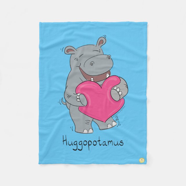 Hippo Hugs Valentines Day Fleece Blanket (Framsidan)