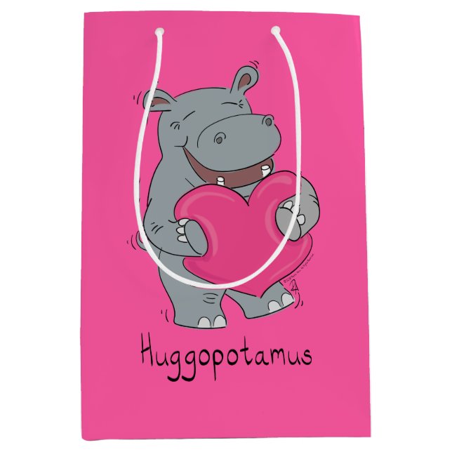 Hippo Hugs Valentines Day Gift Bag (Framsidan)