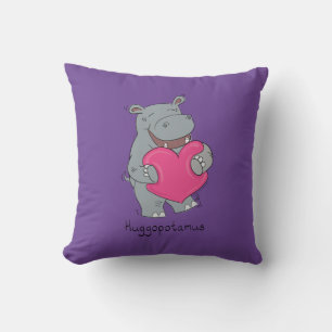 Hippo Hugs Valentines Day Pillow Kudde
