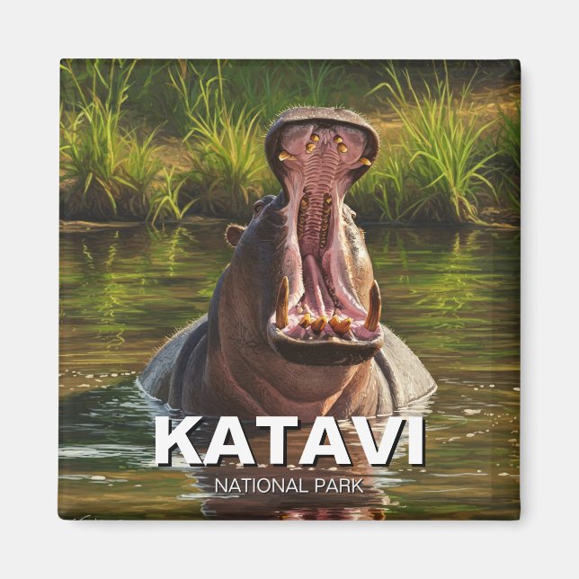 Hippo i Katavi nationalpark Tanzani Magnet (Framsidan)