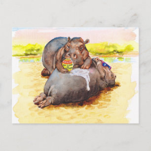 Hippo i sol vykort