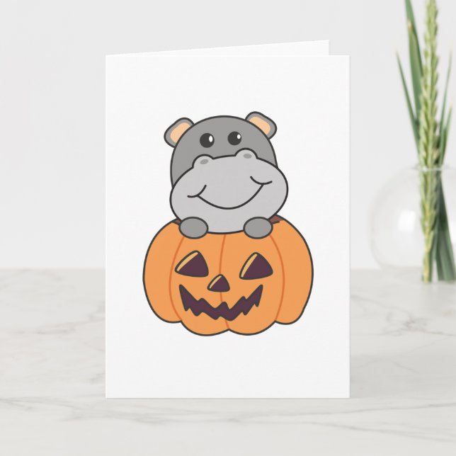 Hippo in Pumpkin Sweet Hippos Happy halloween Kort (Framsida)