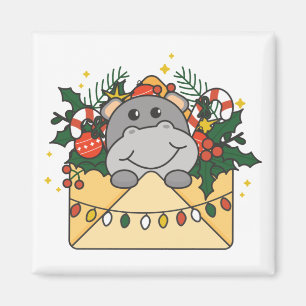 Hippo jul Brev Vinter Animals Hippos Magne Magnet