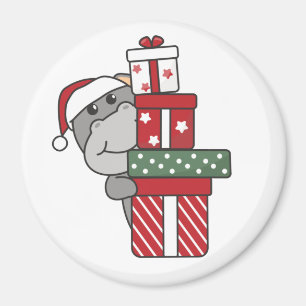 Hippo jul Gift Winter Animals Hippos Magnet