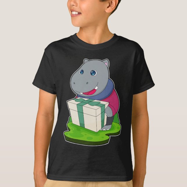 Hippo jul Paket T Shirt (Framsida)