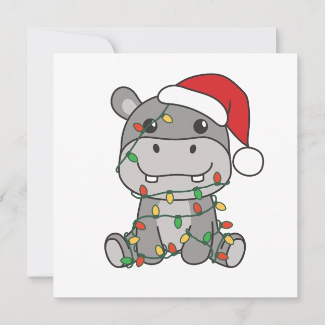 Hippo Jul Winter Animals Hippos Julkort (Framsida)