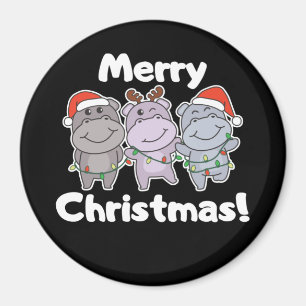 Hippo-juldjur Cute Hippos Merry Magnet