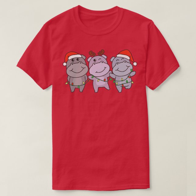 Hippo-juldjur Cute HipposT-Shirt T Shirt (Design framsida)
