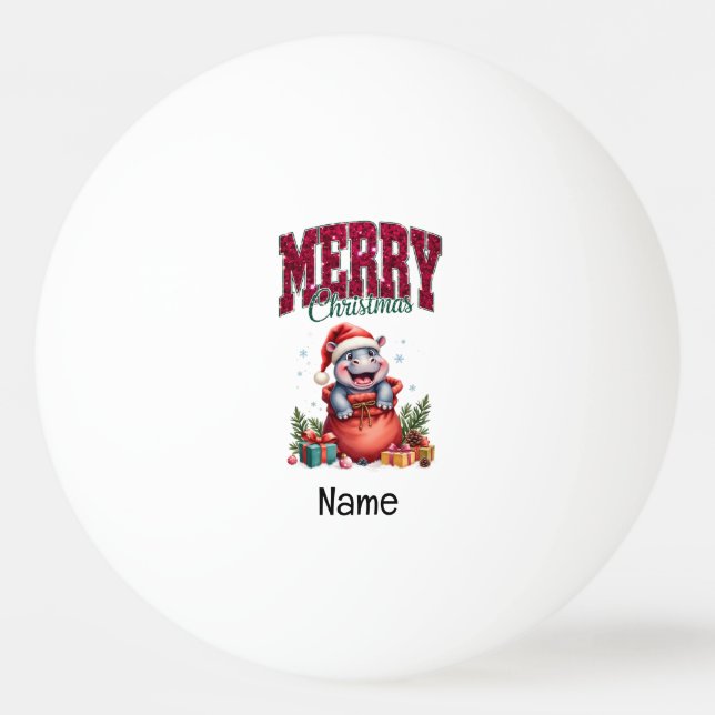 Hippo-jultema för Ping Pong Player Pingisboll (Framsidan)