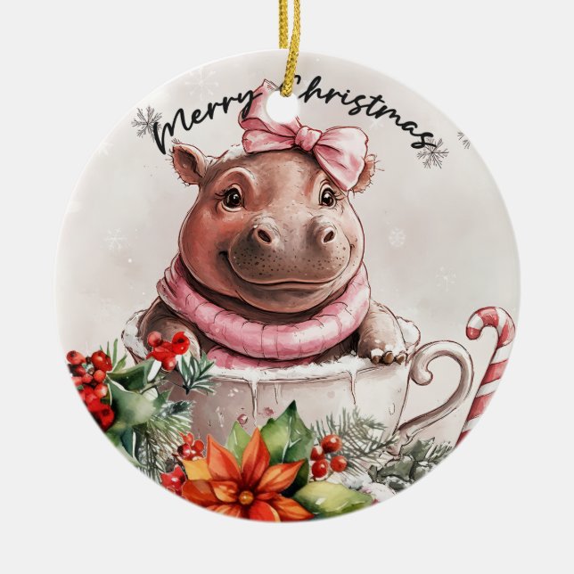Hippo-jultema Julgransprydnad Keramik (Framsidan)