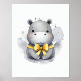 Hippo Jungle Nursery Wall Art Poster