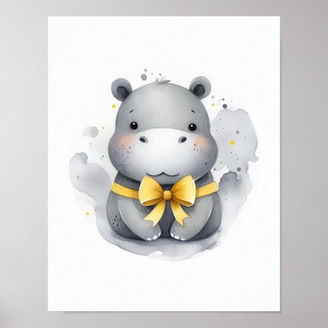 Hippo Jungle Nursery Wall Art Poster (Framsidan)