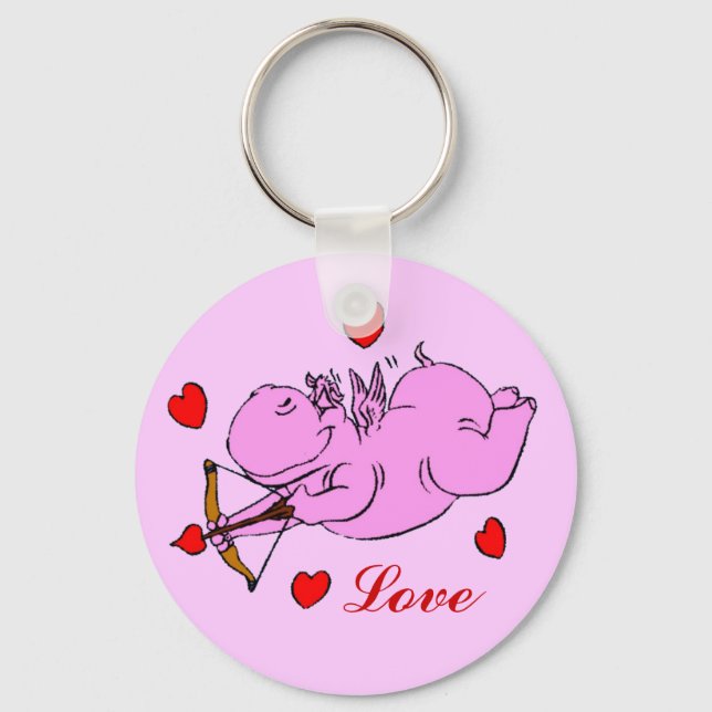 Hippo Kärlek Keychain Nyckelring (Framsida)