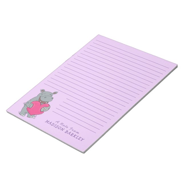 Hippo Kid Cute Valentine Day Stationary Anteckning Anteckningsblock (Vinklad)