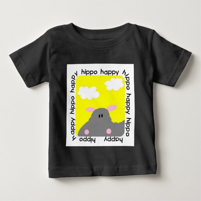 Hippo Lycklig Baby Raglan T-shirt (Framsida)