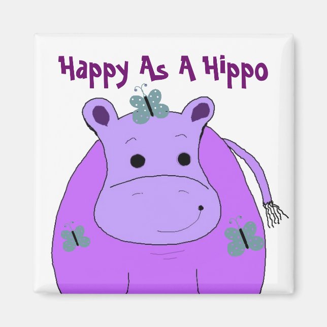 Hippo med fjärilar magnet (Framsidan)