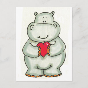 Hippo med hjärta vykort