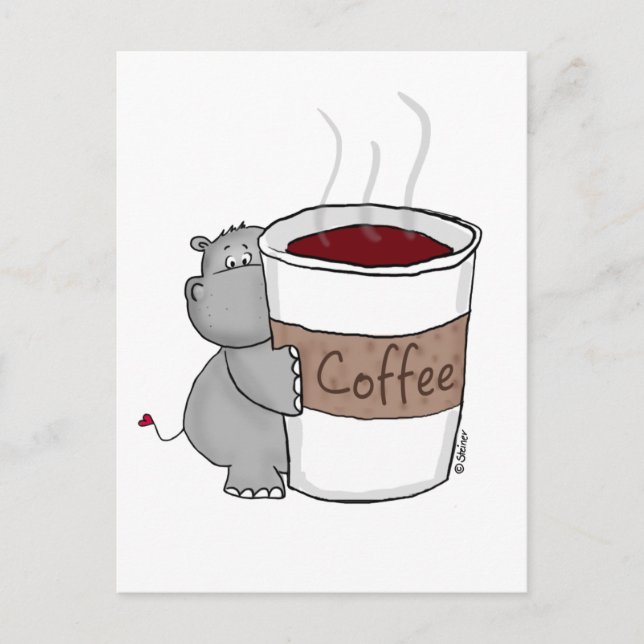 Hippo med kaffe vykort (Framsida)