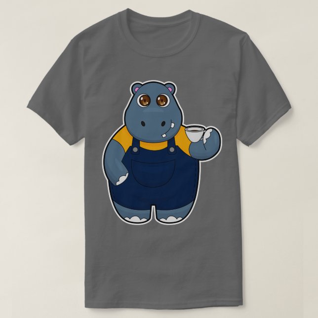 Hippo med Kopp i kaffe 1 T Shirt (Design framsida)