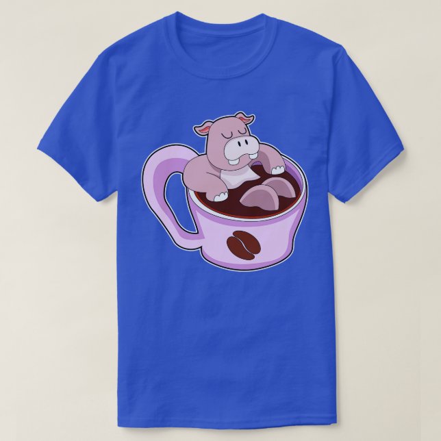 Hippo med Kopp i kaffe T Shirt (Design framsida)