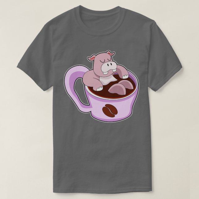 Hippo med Kopp i kaffe T Shirt (Design framsida)
