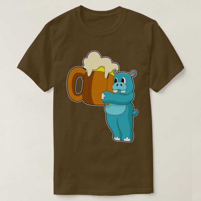 Hippo med Mugg av Beer T Shirt (Design framsida)
