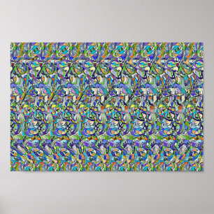 Hippo med paraply - Gömt 3D-utskrift Poster