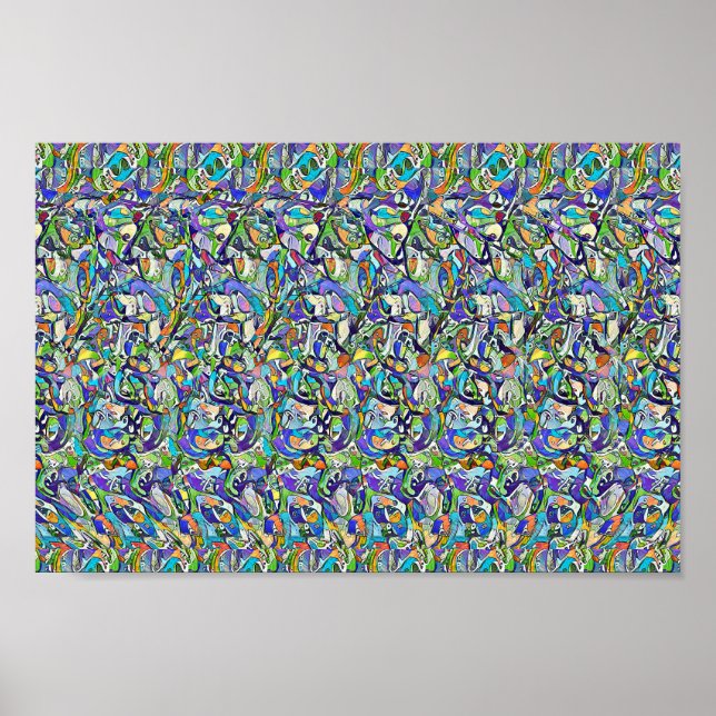 Hippo med paraply - Gömt 3D-utskrift Poster (Framsidan)