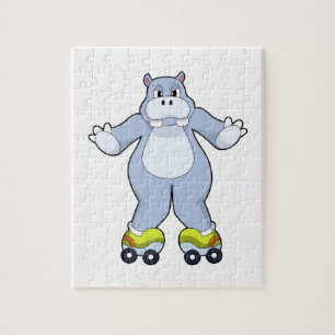 Hippo med rullskridskor pussel