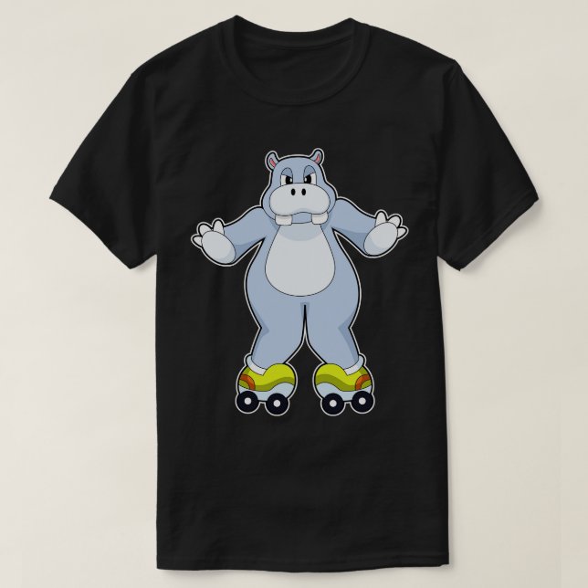Hippo med rullskridskor t shirt (Design framsida)