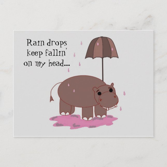 Hippo med Umbrella Vykort (Framsida)
