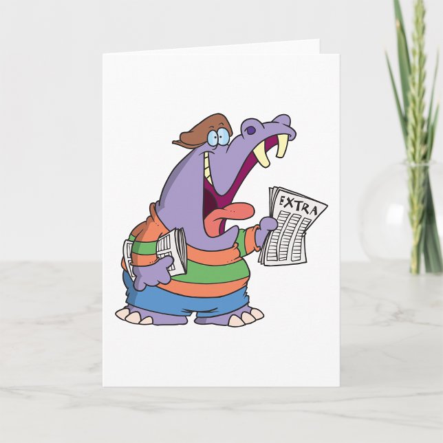 Hippo Newspaper Boy Greeting Card Kort (Skapare uppladdad)