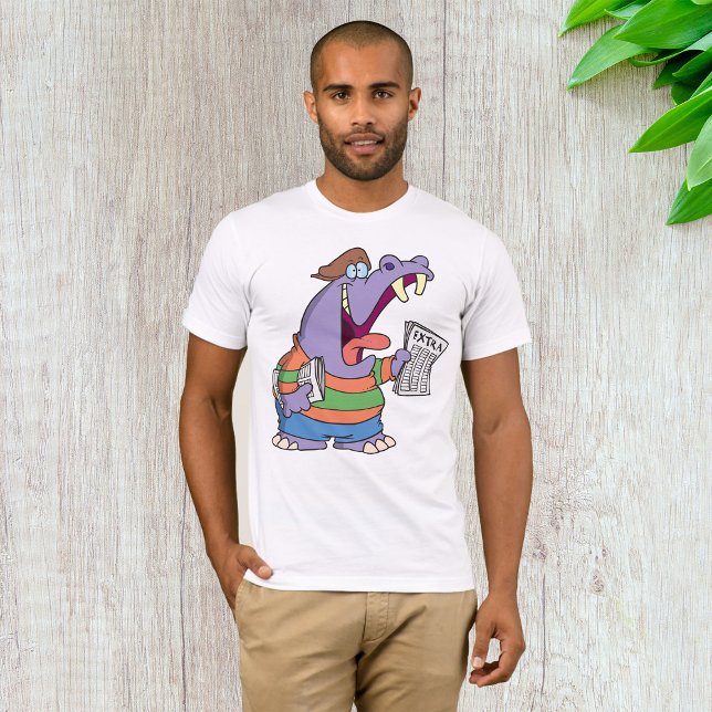 Hippo Newspaper Boy Mens T-Shirt (Skapare uppladdad)