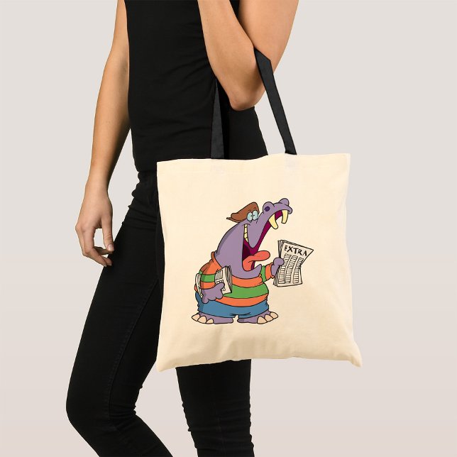 Hippo Newspaper Boy Tote Bag Tygkasse (Skapare uppladdad)